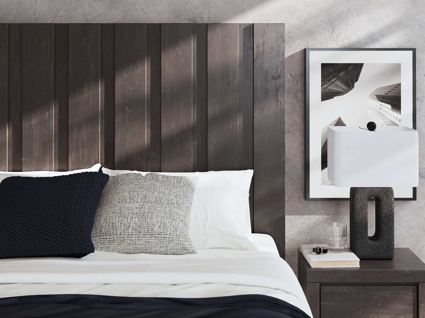 King Panel Storage Bed with Mirrored Dresser, Chest and Nightstand