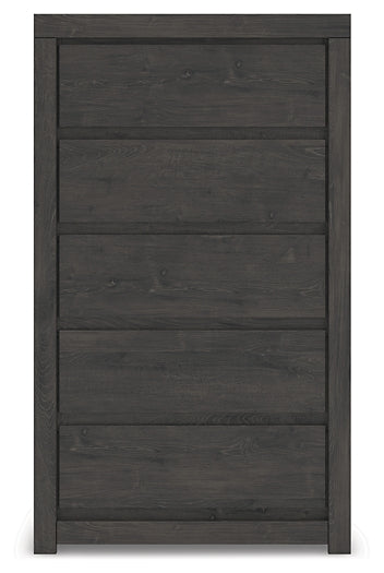 Queen Panel Bed with Mirrored Dresser and Chest