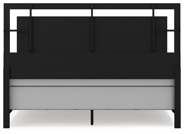 Covetown King Panel Bed with Mirrored Dresser, Chest and Nightstand
