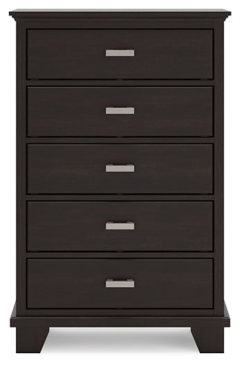 Covetown Queen Panel Bed with Mirrored Dresser, Chest and Nightstand