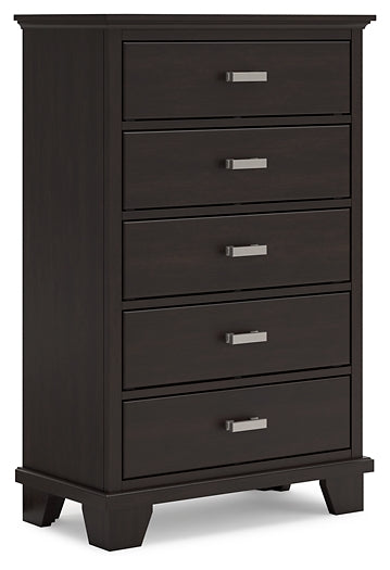 Covetown Queen Panel Bed with Mirrored Dresser and Chest