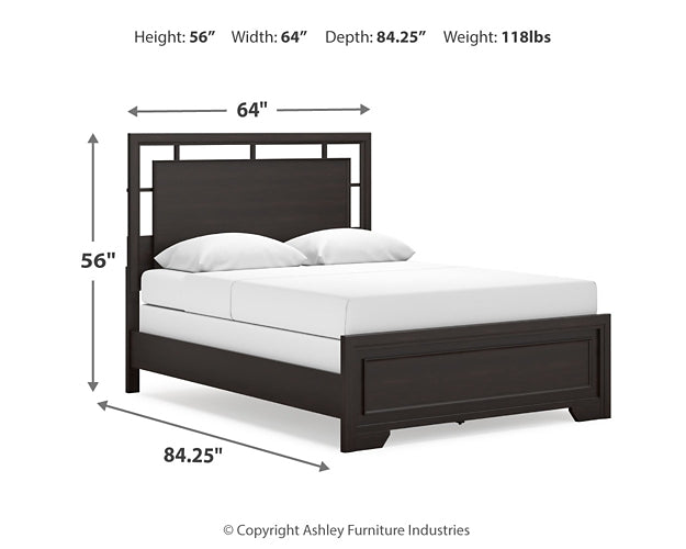 Covetown Queen Panel Bed with Mirrored Dresser and Chest