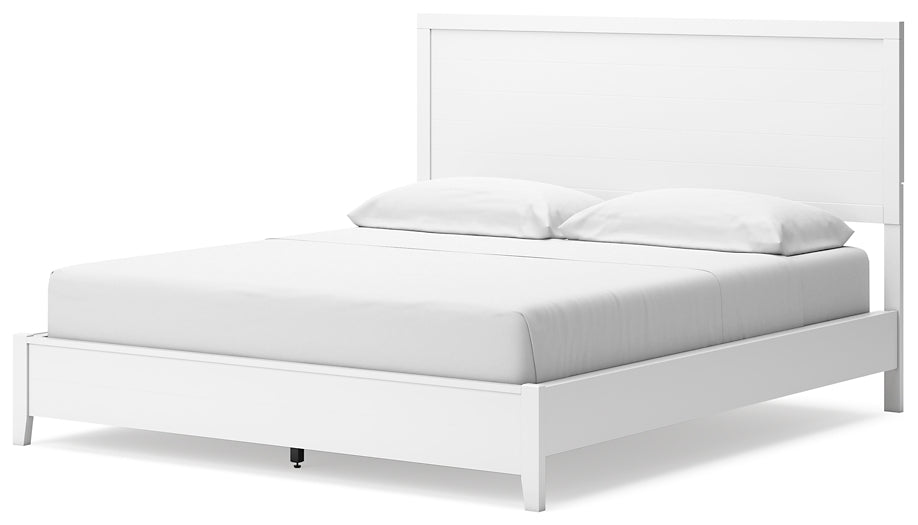 Binterglen California King Panel Bed with Mirrored Dresser, Chest and Nightstand