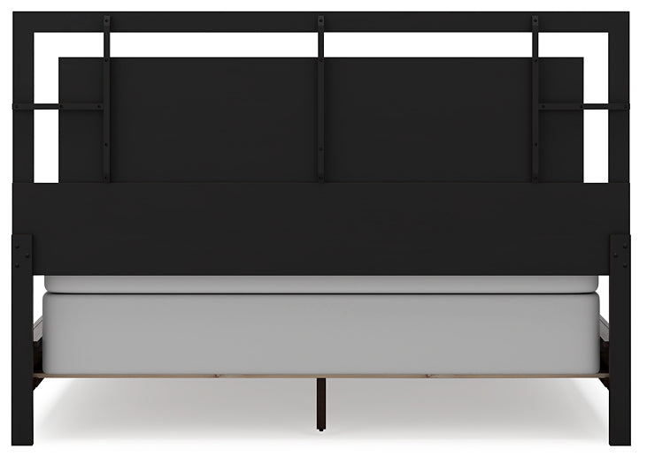 Covetown California King Panel Bed with Mirrored Dresser, Chest and Nightstand