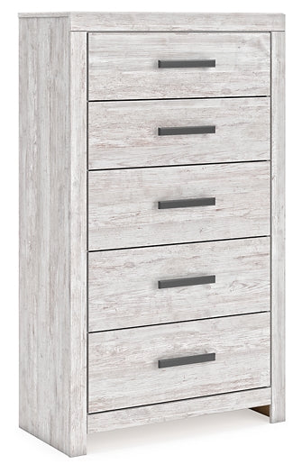 Cayboni King Panel Bed with Mirrored Dresser and Chest