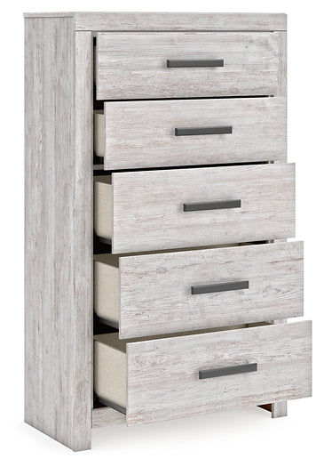 Cayboni King Panel Bed with Mirrored Dresser and Chest