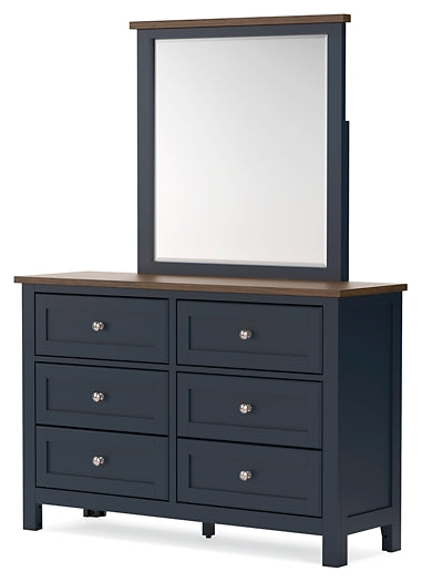 Landocken Queen Panel Headboard with Mirrored Dresser
