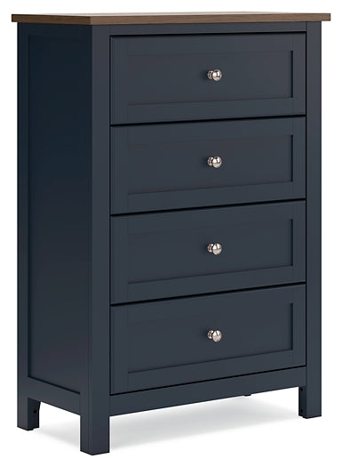 Landocken Full Panel Headboard with Mirrored Dresser, Chest and Nightstand