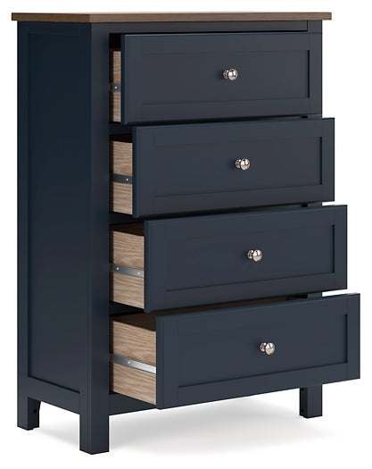 Landocken Full Panel Headboard with Mirrored Dresser, Chest and Nightstand