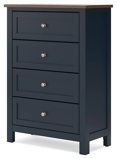 Landocken Full Panel Headboard with Mirrored Dresser, Chest and Nightstand