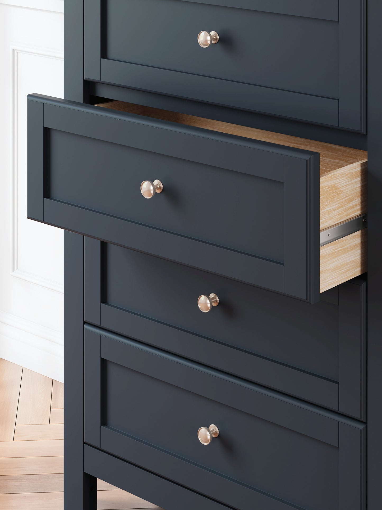 Landocken Full Panel Headboard with Mirrored Dresser, Chest and Nightstand