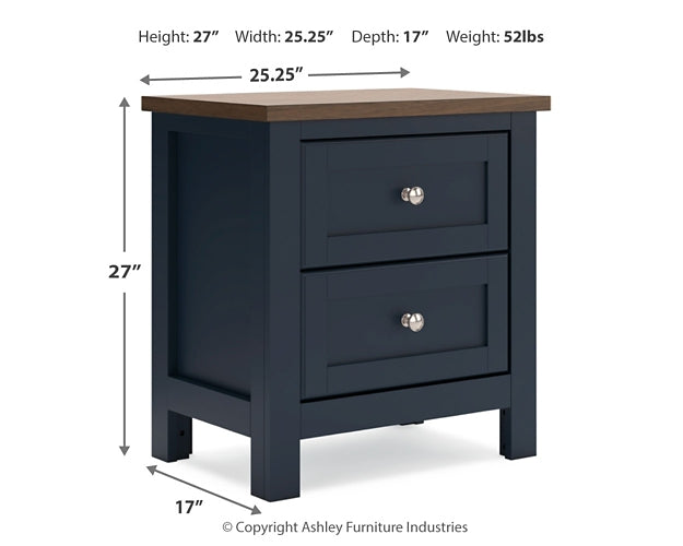 Landocken Twin Panel Headboard with Mirrored Dresser and Nightstand