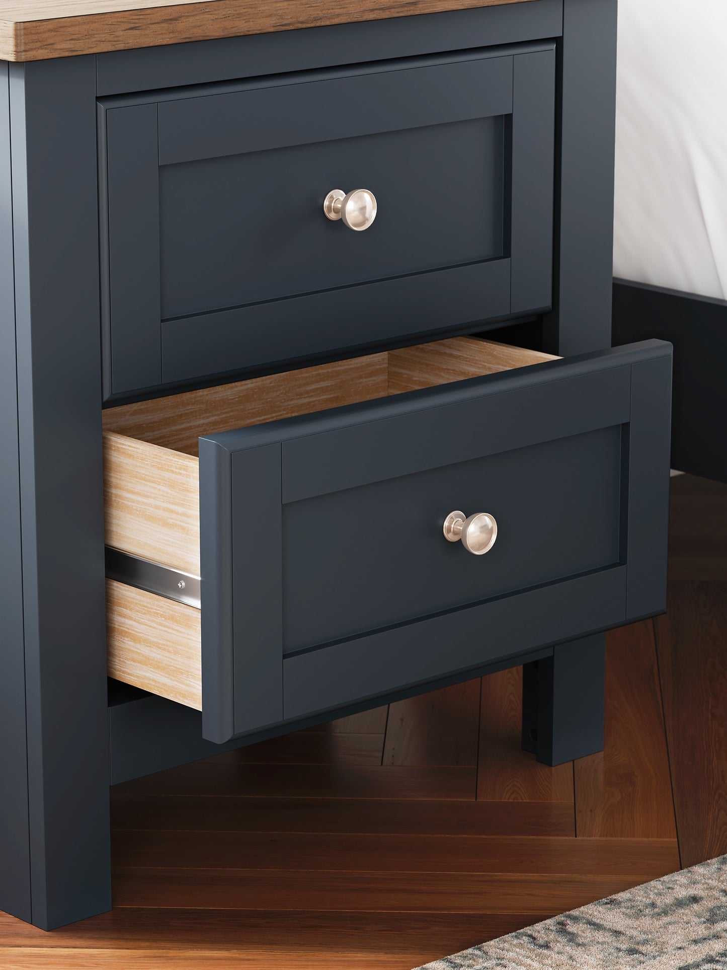 Landocken Twin Panel Headboard with Mirrored Dresser and Nightstand