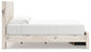King Panel Storage Bed with Mirrored Dresser