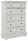 Robbinsdale Queen Panel Bed with Mirrored Dresser and Chest