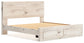 King Panel Storage Bed with Mirrored Dresser and Nightstand