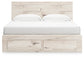 King Panel Storage Bed with Mirrored Dresser and Nightstand