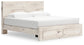 King Panel Storage Bed with Mirrored Dresser and Nightstand