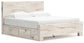 King Panel Bed with Mirrored Dresser and Nightstand