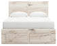 Queen Panel Storage Bed with Mirrored Dresser and Nightstand