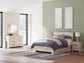 Queen Panel Bed with Mirrored Dresser and Nightstand