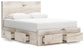 Queen Panel Storage Bed with Mirrored Dresser and Nightstand