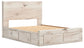 Queen Panel Storage Bed with Mirrored Dresser and Nightstand