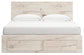 King Panel Storage Bed with Mirrored Dresser and Nightstand