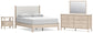 Queen Upholstered Panel Bed with Mirrored Dresser and Nightstand