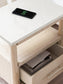 Queen Upholstered Panel Bed with Mirrored Dresser and Nightstand