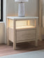 Queen Upholstered Panel Bed with Mirrored Dresser and Nightstand