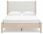 Queen Upholstered Panel Bed with Mirrored Dresser and Chest
