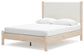Queen Upholstered Panel Bed with Mirrored Dresser and Chest