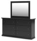 Twin Panel Bed with Mirrored Dresser and Nightstand