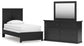 Twin Panel Bed with Mirrored Dresser