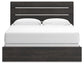 Hollivern King Panel Bed with Mirrored Dresser and Nightstand