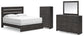 Hollivern King Panel Bed with Mirrored Dresser and Chest