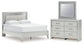 Zyniden Queen Upholstered Panel Bed with Mirrored Dresser