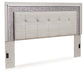 Zyniden King Upholstered Panel Headboard with Mirrored Dresser and Chest