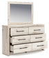 King Panel Headboard with Mirrored Dresser, Chest and Nightstand