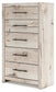King Panel Headboard with Mirrored Dresser, Chest and Nightstand