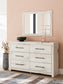 King Panel Headboard with Mirrored Dresser, Chest and Nightstand