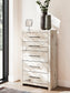 King Panel Headboard with Mirrored Dresser, Chest and Nightstand