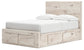 Full Panel Storage Bed with Mirrored Dresser and Chest