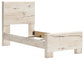 Twin Panel Bed with Storage with Mirrored Dresser and Chest