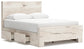 Queen Panel Bed with Mirrored Dresser, Chest and Nightstand