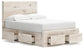 Full Panel Storage Bed with Mirrored Dresser, Chest and Nightstand