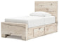 Twin Panel Bed with Mirrored Dresser, Chest and Nightstand