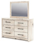 King Panel Headboard with Mirrored Dresser