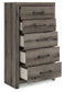 Graystorm King Panel Bed with Mirrored Dresser, Chest and Nightstand